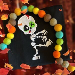 New Boy’s Halloween Tee Zombie Skeleton Appliqué Embroidery  PERSONALIZE ME